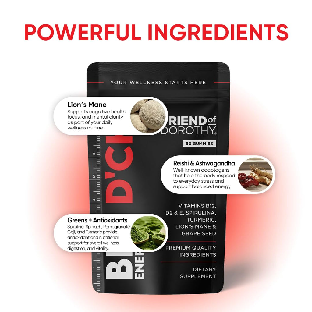 FRIEND OF DOROTHY Daily Multivitamin for Men, Energy, Focus & Immunity Support, Ashwagandha, Lion’s Mane & Reishi, 60 Capsules FRIEND OF DOROTHYBuy Supplements Australia
