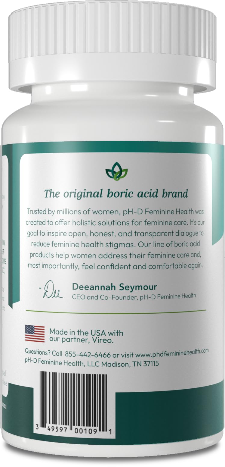 pH-D Feminine Health Support - 600 mg Boric Acid Suppositories - Woman Owned - for Vaginal Odor Use - 36 Count pH-D Feminine Health SupportBuy Supplements Australia