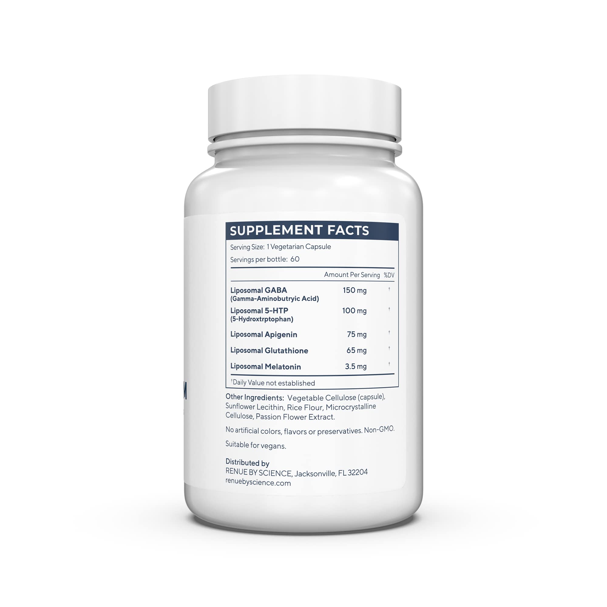 Renue By Science Restore PM | Liposomal Melatonin GABA Supplements | 60 Capsules with Melatonin (3.5mg) 5HTP (100mg) Glutathione (65mg) Apigenin (75mg) GABA (150mg) - Non-GMO | Made in The USA Renue By ScienceBuy Supplements Australia