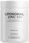 Codeage Liposomal Zinc Supplement – 3 Month Supply – One Per Day - 50 mg Zinc Gluconate Vitamin Pills - Essential Mineral Supplements Liposomal Delivery Matrix - Vegan Non-GMO - 100 Capsules CodeageBuy Supplements Australia