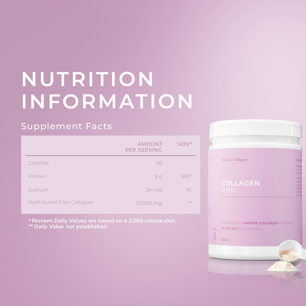Swedish Collagen - Hydrolyzed Marine Collagen 10,000 mg Powder Supplement - Pack of 300 g, 30 Day Supply | Pure Peptide for Healthy Hair, Skin, Nails & Joints I 100% Natural & Gluten Free | Sugar-Free Swedish Collagen buy supplements Au