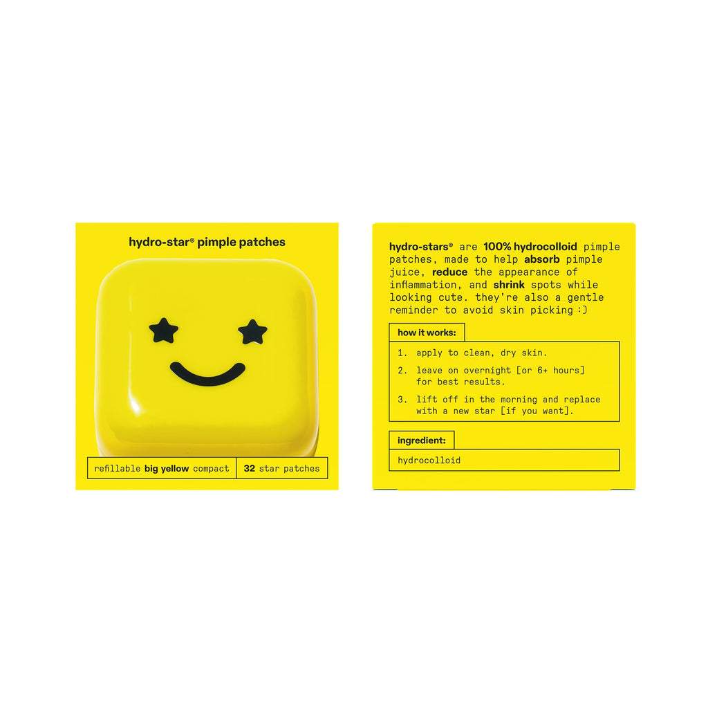 Starface Hydro-Star Pimple Patches + Big Yellow Compact, Clinically Proven Spot Shrinking in 6 Hours, Absorb Fluid and Reduce Redness, Hydrocolloid, Vegan and Cruelty-Free Skincare (32 Count) Starface WorldBuy Supplements Australia