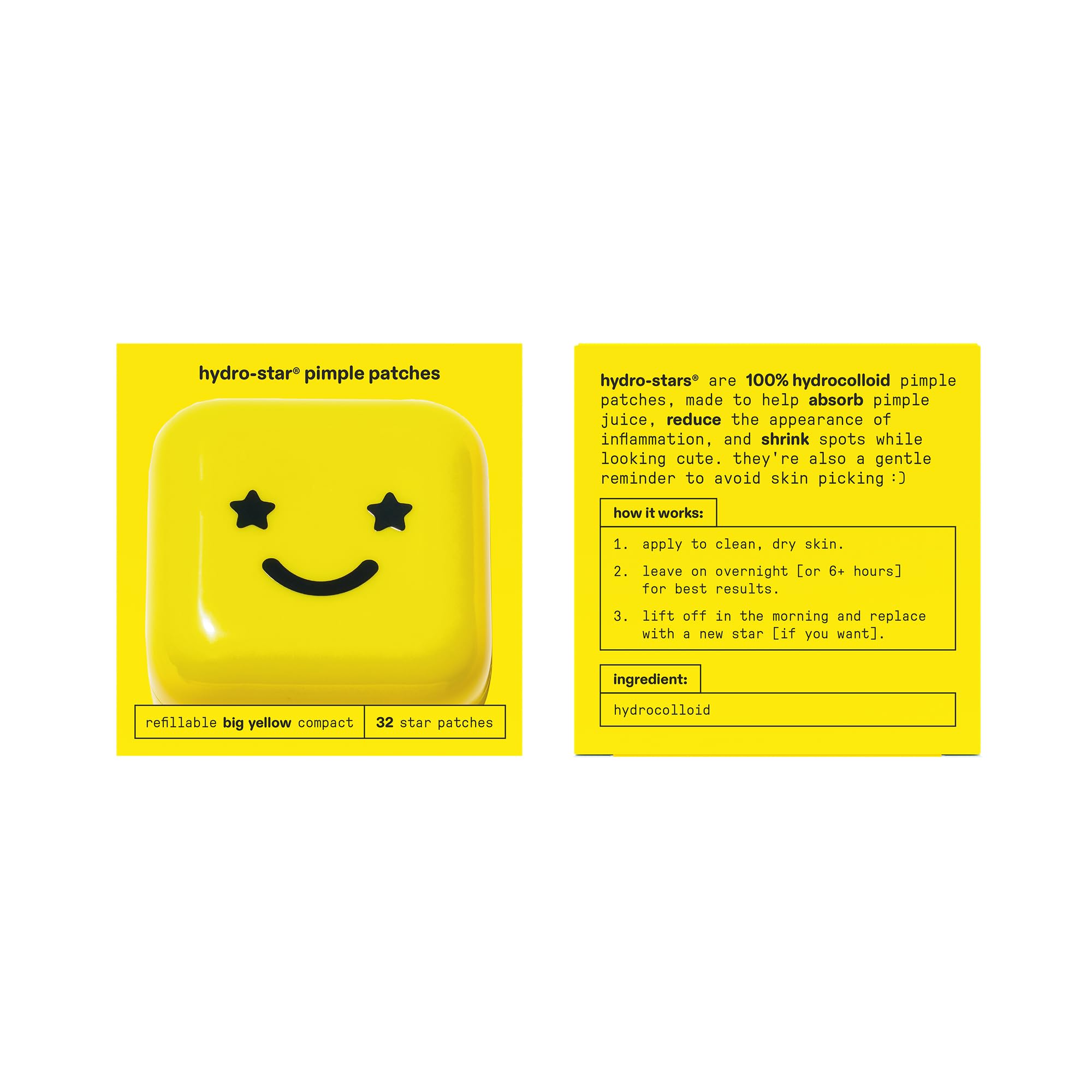 Starface Hydro-Star Pimple Patches + Big Yellow Compact, Clinically Proven Spot Shrinking in 6 Hours, Absorb Fluid and Reduce Redness, Hydrocolloid, Vegan and Cruelty-Free Skincare (32 Count) Starface WorldBuy Supplements Australia