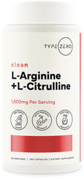 Type Zero L-Arginine + L-Citrulline Supplement (1500mg) - Nitric Oxide Booster - Clean, Keto-Friendly, GMO-Free, 180 Capsules, 90 Servings Type ZeroBuy Supplements Australia