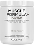 Codeage Muscle Formula+ Platinum Supplement - Creatine Monohydrate, PeptiStrong Fava Bean Protein Hydrolysate, Taurine, Vitamin D3, Liposomal Delivery - Non-GMO - Unflavored Protein Powder - 8.78 Oz CodeageBuy Supplements Australia