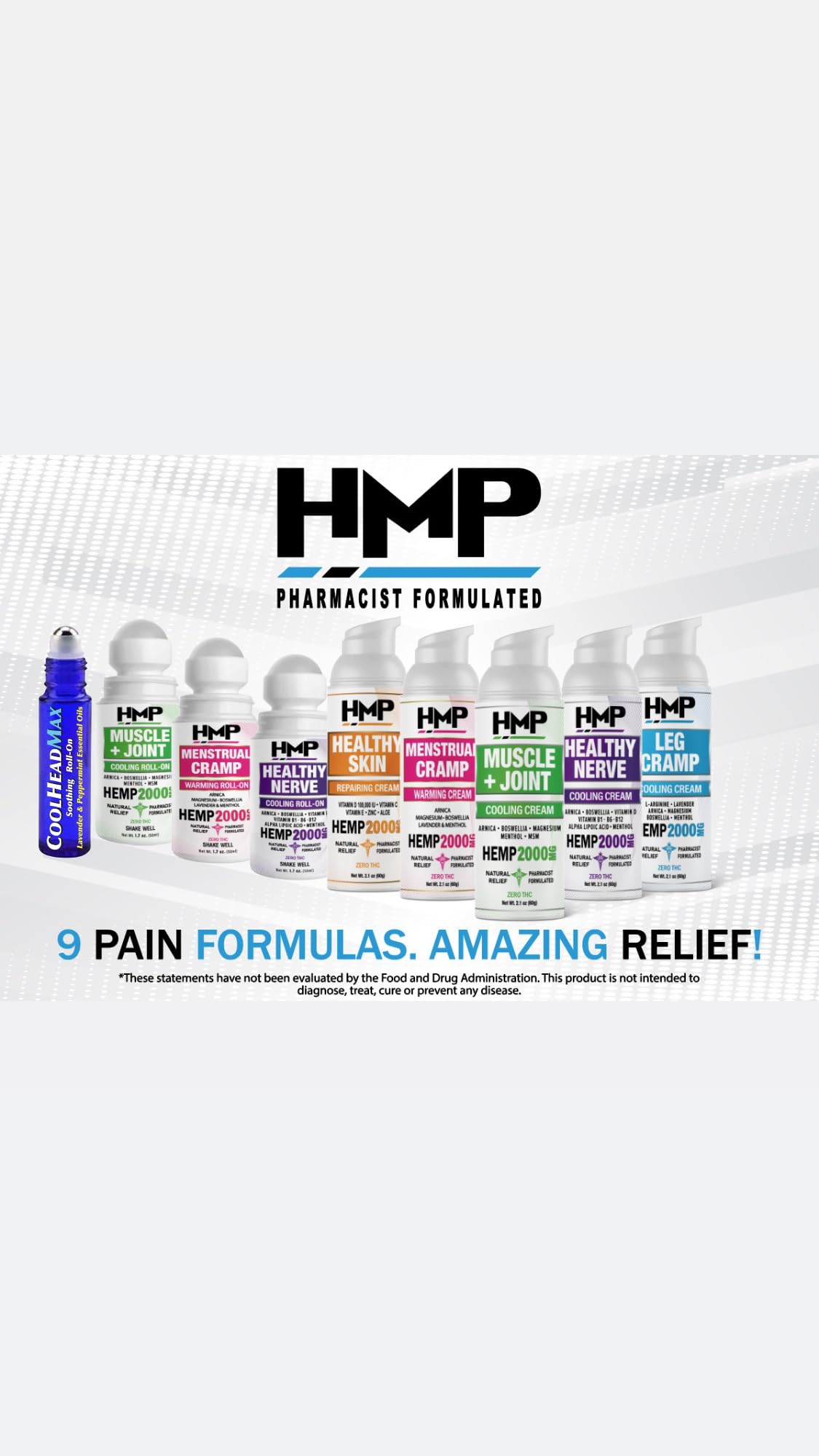 HMP BRANDS Menstrual Cramp Hemp Warming ROLL-ON 2000MG w Arnica & Menthol Made in USA Natural Formula 1.7oz HMP BRANDSBuy Supplements Australia