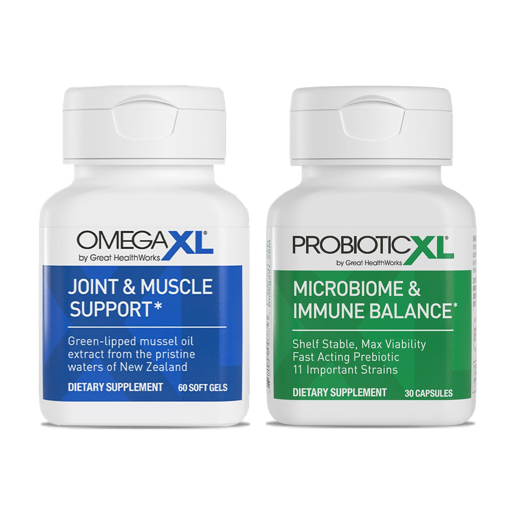 OmegaXL Powerful Joint and Muscle Support Supplement (60 Count) & Probiotic XL - PreforPro, DE111, Shelf Stable - Promote Healthy Gut Flora Growth (30 Veggie caps) OmegaXLBuy Supplements Australia