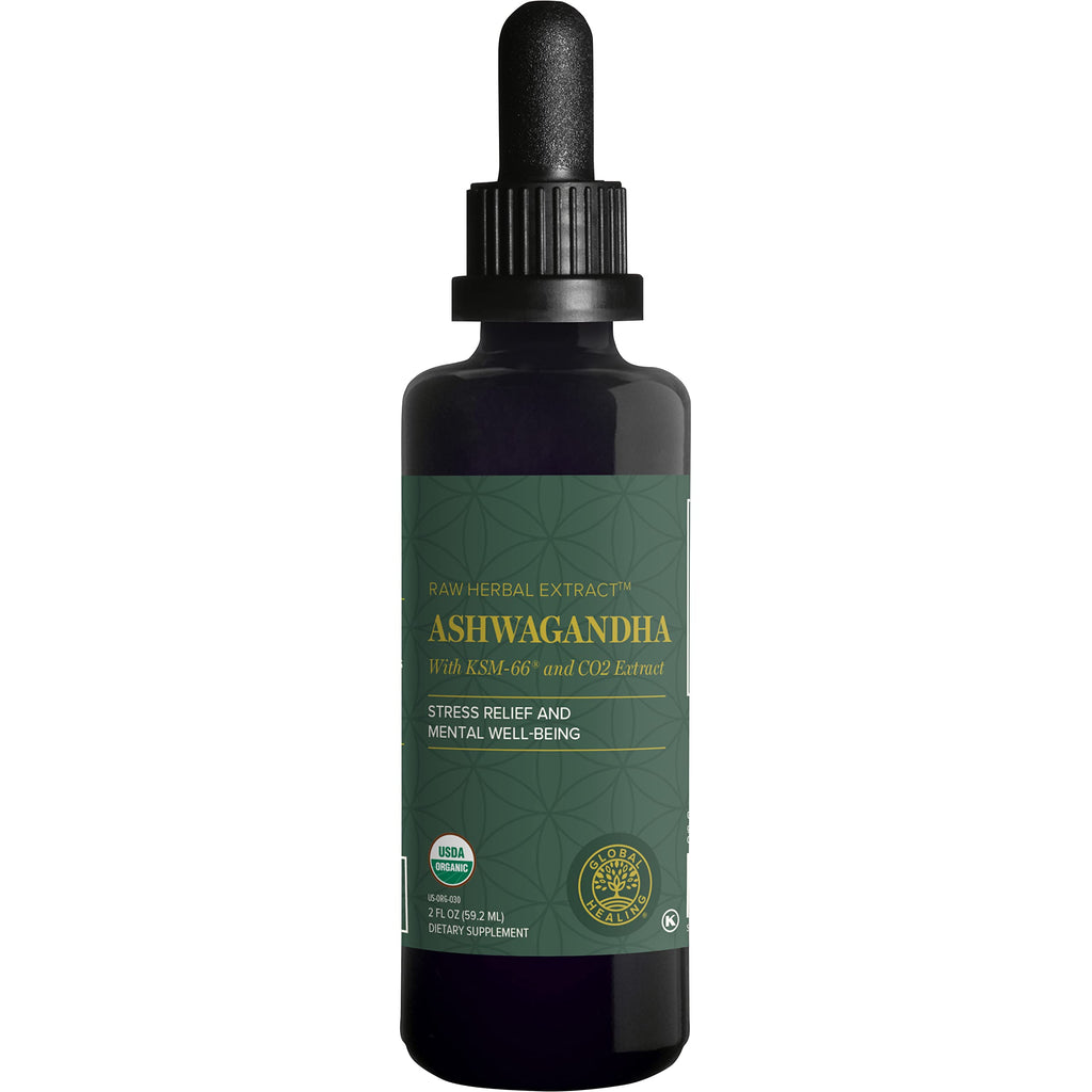 Global Healing Center - Organic Ashwagandha Supplements Drops - KSM-66 Ashwagandha Extra Strength for Men & Women, Helps Promote Relief from Stress, Mood Support, Organic (2 Fl Oz) Global Healing CenterBuy Supplements Australia