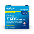 Amazon Basic Care Acid Reducer tablet box on a white background