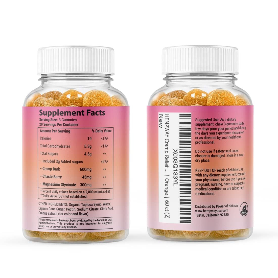 HEMPWAY Menstrual Gummies for Women May Help Support Bloating, Period Relief | Plant-Based | Cramp Bark, Magnesium, Chaste Berry | Vegan | Orange 60ct HEMPWAYBuy Supplements Australia