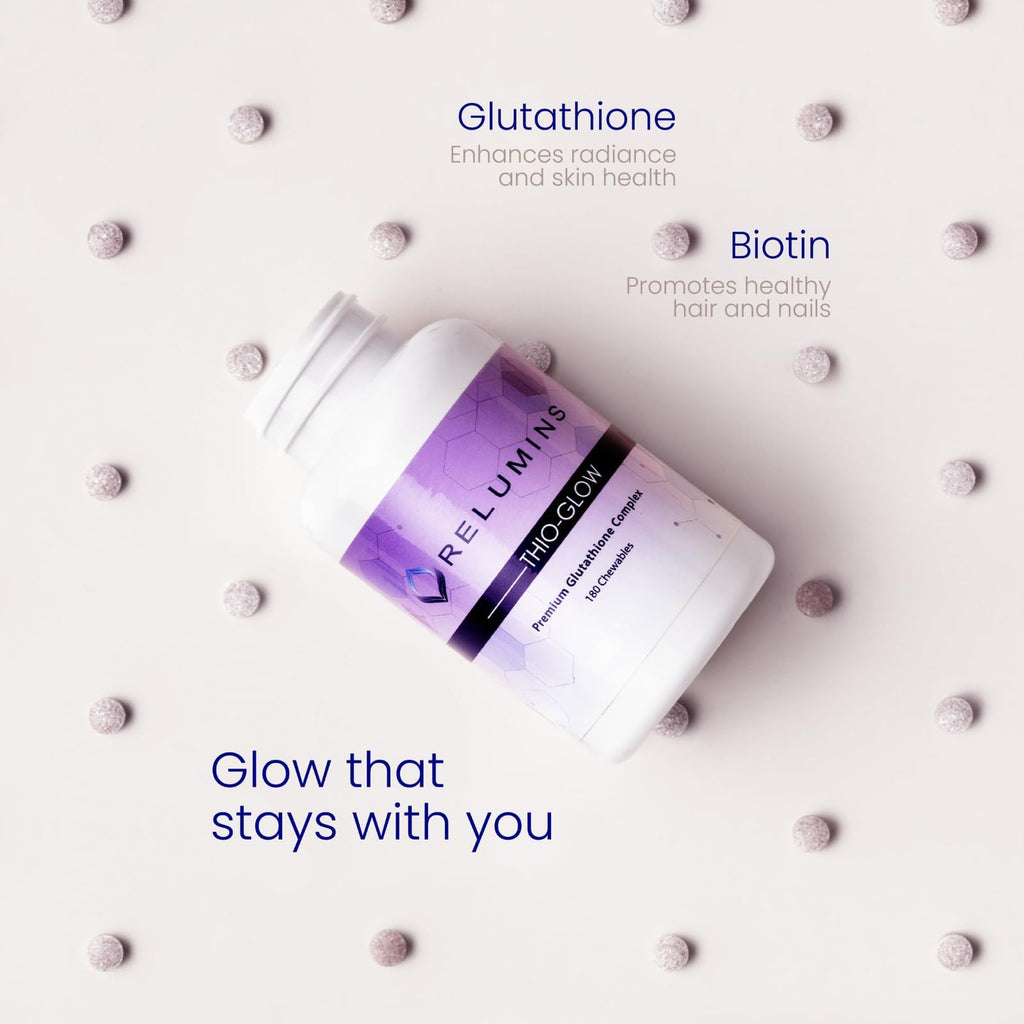 Relumins Thio-Glow Chewable Sublingual Glutathione Complex with Biotin, VIT C & E, Plus Grapeseed Polyphenols – 330mg Gluta Per Serving – 4X Effective, Ultimate Wellness Gift for Moms x 3 Bots Relumins buy supplements Au