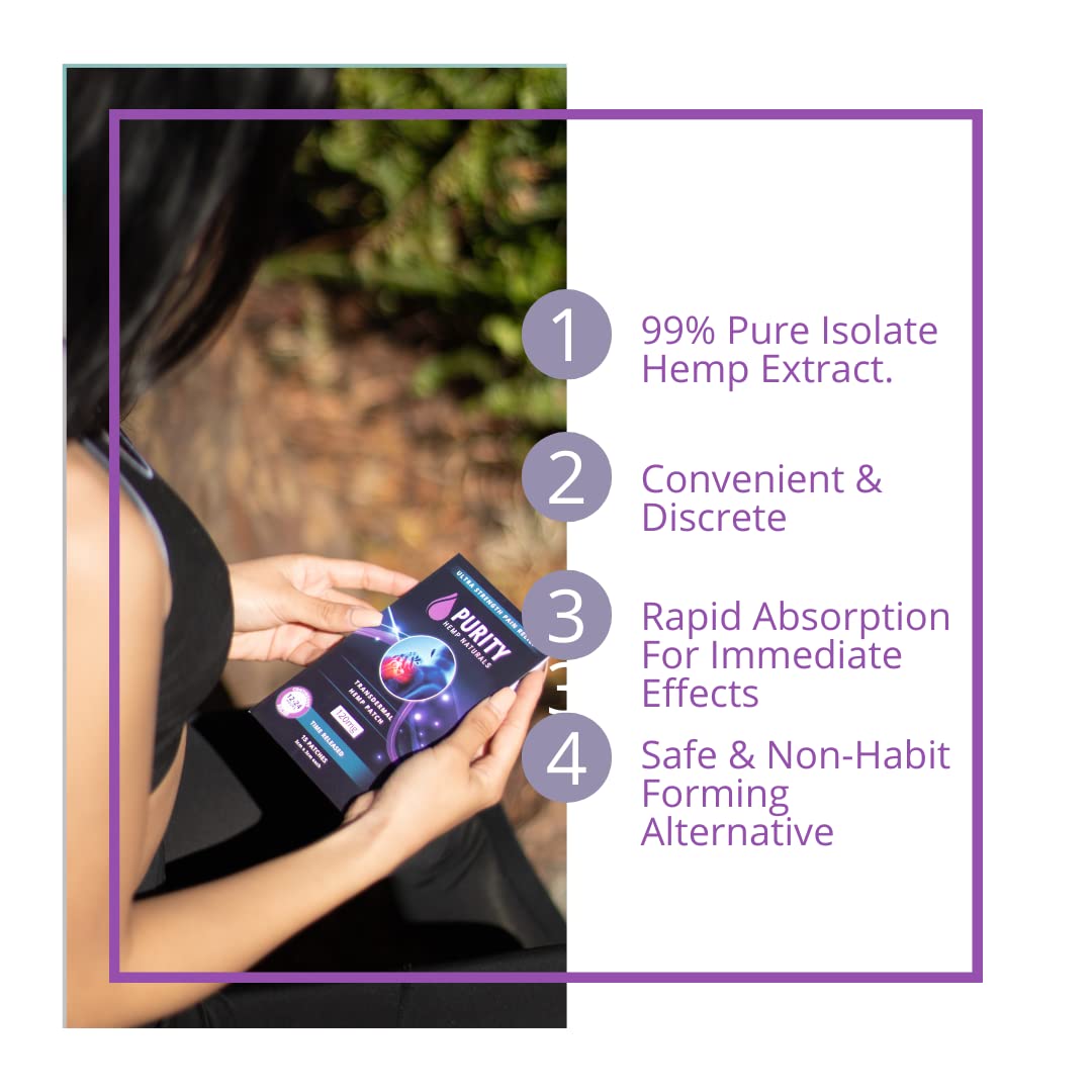 Body Discomfort Patch 120 mg - 15 ct (8 mg ea.) Lasts 24 Hours. Sweat & Water Resistant. Convenient & Discreet. For Use On Any Part Of The Body. Plant-Based Extended-Release Patch Purity Hemp NaturalsBuy Supplements Australia