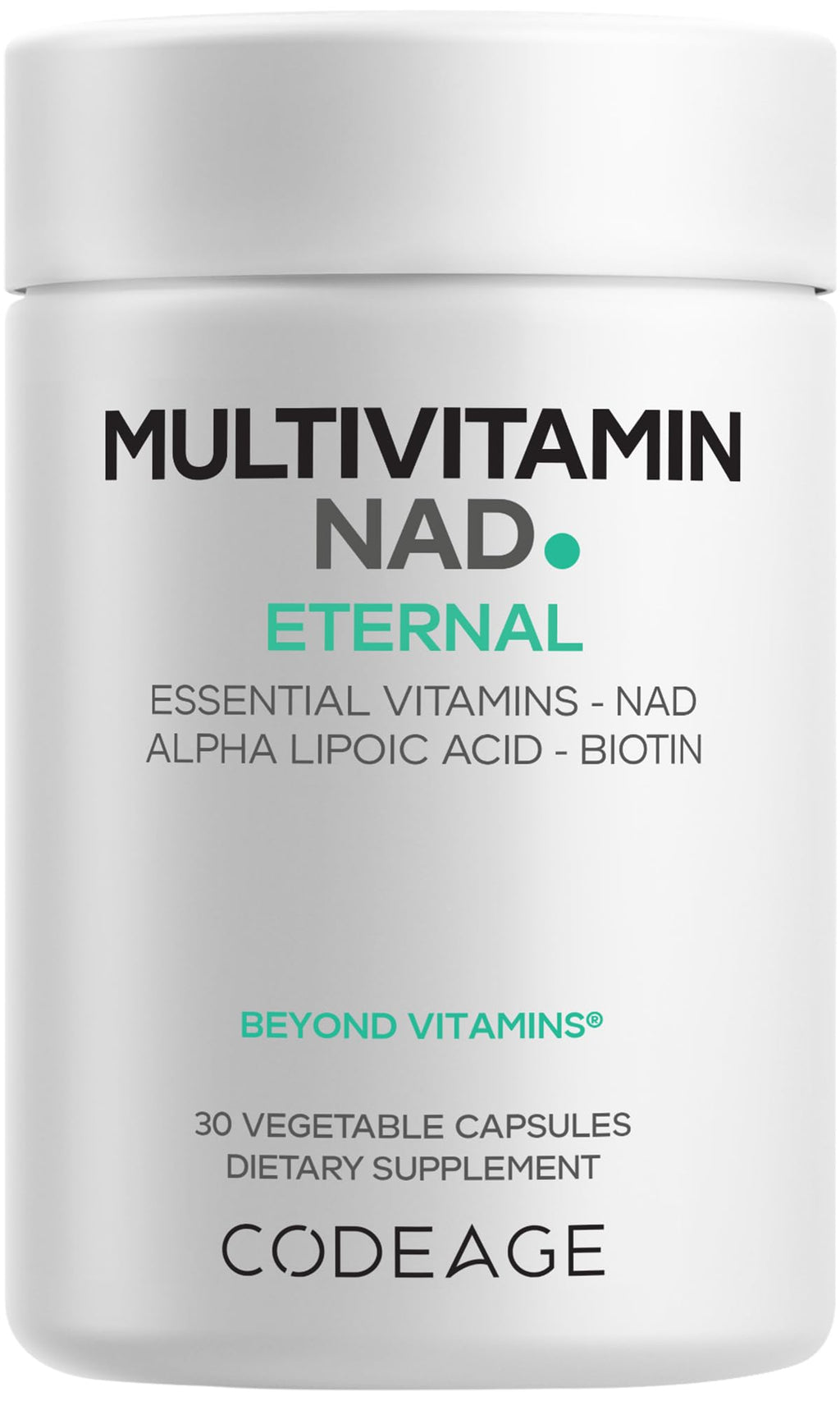 Codeage Multivitamin NAD Supplement - NAD+ Energy & Healthy Aging Support - Vitamin D3 K2, P5P, Methylated B12, Alpha Lipoic Acid, Folate, Riboflavin, Biotin, B Complex Pills - Non-GMO - 30 Capsules CodeageBuy Supplements Australia