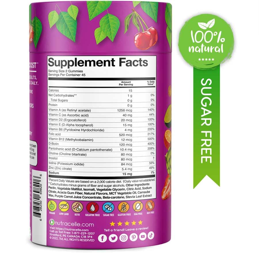 NUTRAMIN Daily Vegan Keto Multivitamin Gummies Vitamin C, D2, and Zinc for Immunity NutracelleBuy Supplements Australia