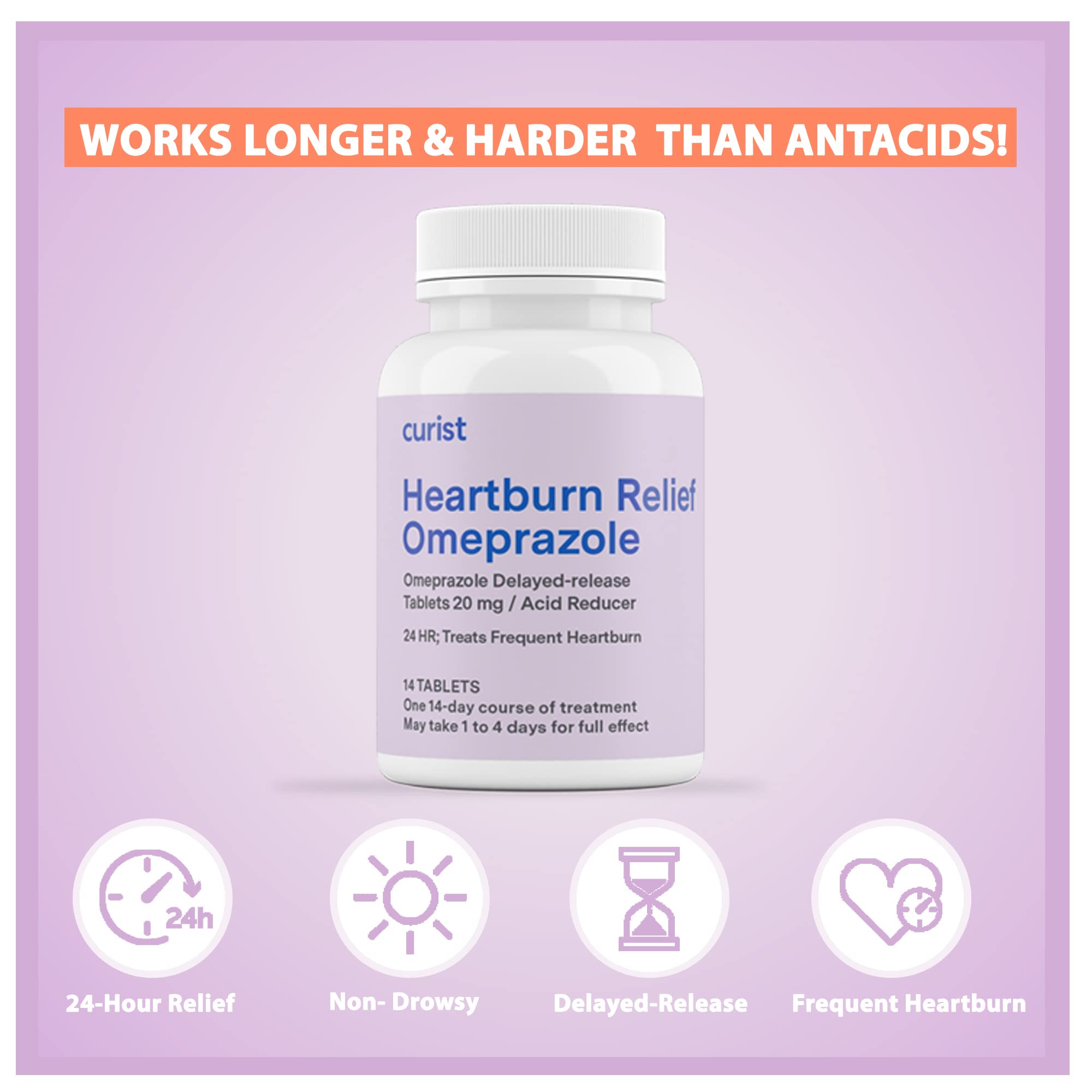 Curist Omeprazole 20mg Tablets - 42 Count Delayed-Release Tablets - Acid Reflux Medicine for Heartburn Relief Curist buy supplements Au