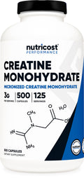 Nutricost Micronized Creatine Monohydrate 3,000mg 500 Capsules, 125 Servings, 750mg of Creatine Monohydrate Per Capsule NutricostBuy Supplements Australia