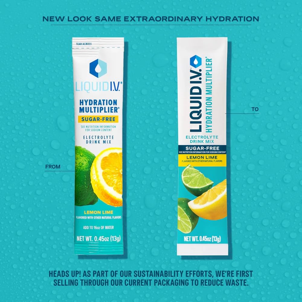 Liquid I.V.® Hydration Multiplier® Sugar-Free - Lemon Lime - Hydration Powder Packets | Electrolyte Powder Drink Mix | Convenient Single-Serving Sticks | Non-GMO | 14 Servings (Pack of 3) Liquid I.V.Buy Supplements Australia