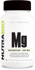 NutraBio Magnesium Supplement, Magnesium Glycinate for Sleep, Biglycinate, D-Magnesium Malate, Muscle & Nerve Support, for Men and Women, 120 Vegetable Capsules NutraBioBuy Supplements Australia