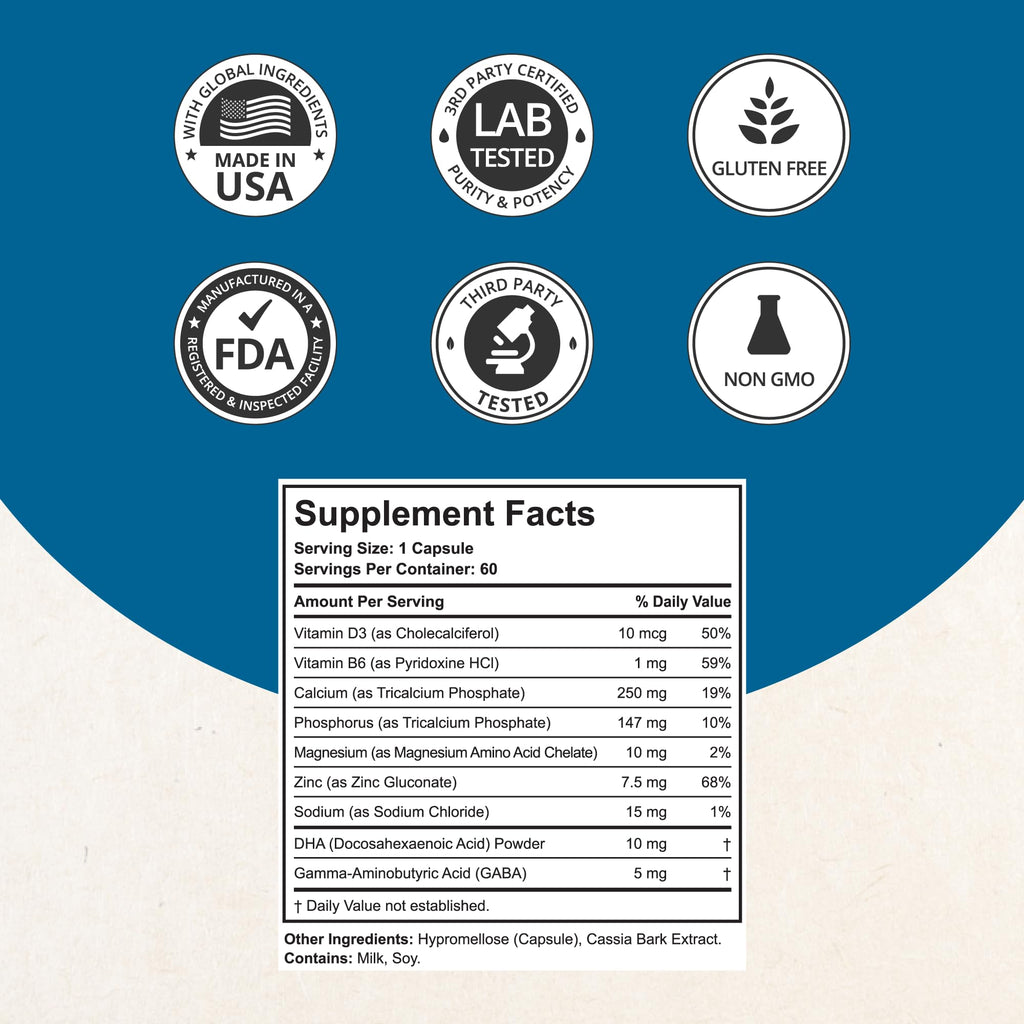 NuBest Grow Power - Calcium Supplement, Magnesium Supplement with Vitamin D3, B6, Zinc, Phosphorus and Multivitamin for Strong Bones, Overall Health for Age 10+ | 60 Capsules | 1 Month Supply NuBestBuy Supplements Australia