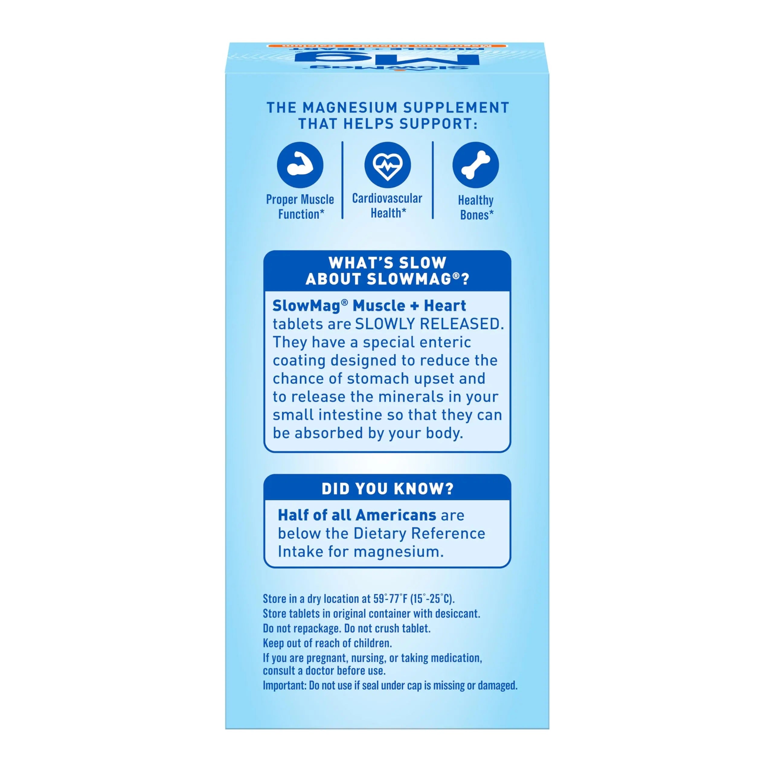 SlowMag Muscle & Heart Magnesium Chloride Supplement with Calcium, 120 Count, Supports Muscle Relaxation, Heart, Nerve & Bone Health, High Absorption Slow-MagBuy Supplements Australia