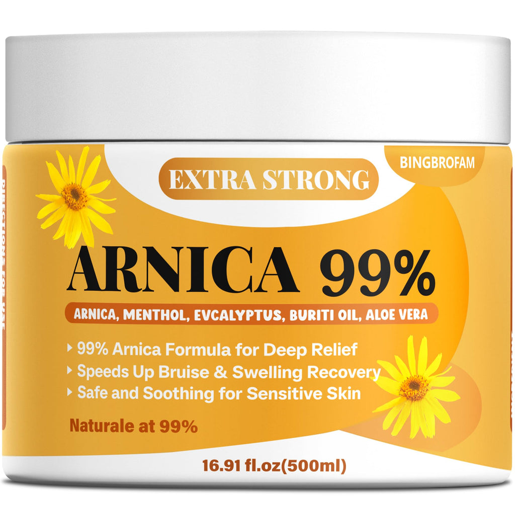 Bingbrofam Arnica Cream 99% Extra Strength Gel Pain Relief for Fast Healing Thin Skin, Seniors Bruises with Menthol, Swelling, Soothing Massage, 16.9 Oz BingbrofamBuy Supplements Australia