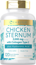 Carlyle Chicken Sternum Collagen Type 2 | 3000mg | 120 Capsules | Plus Hyaluronic Acid | Non-GMO, Gluten Free Supplement Carlyle buy supplements Au