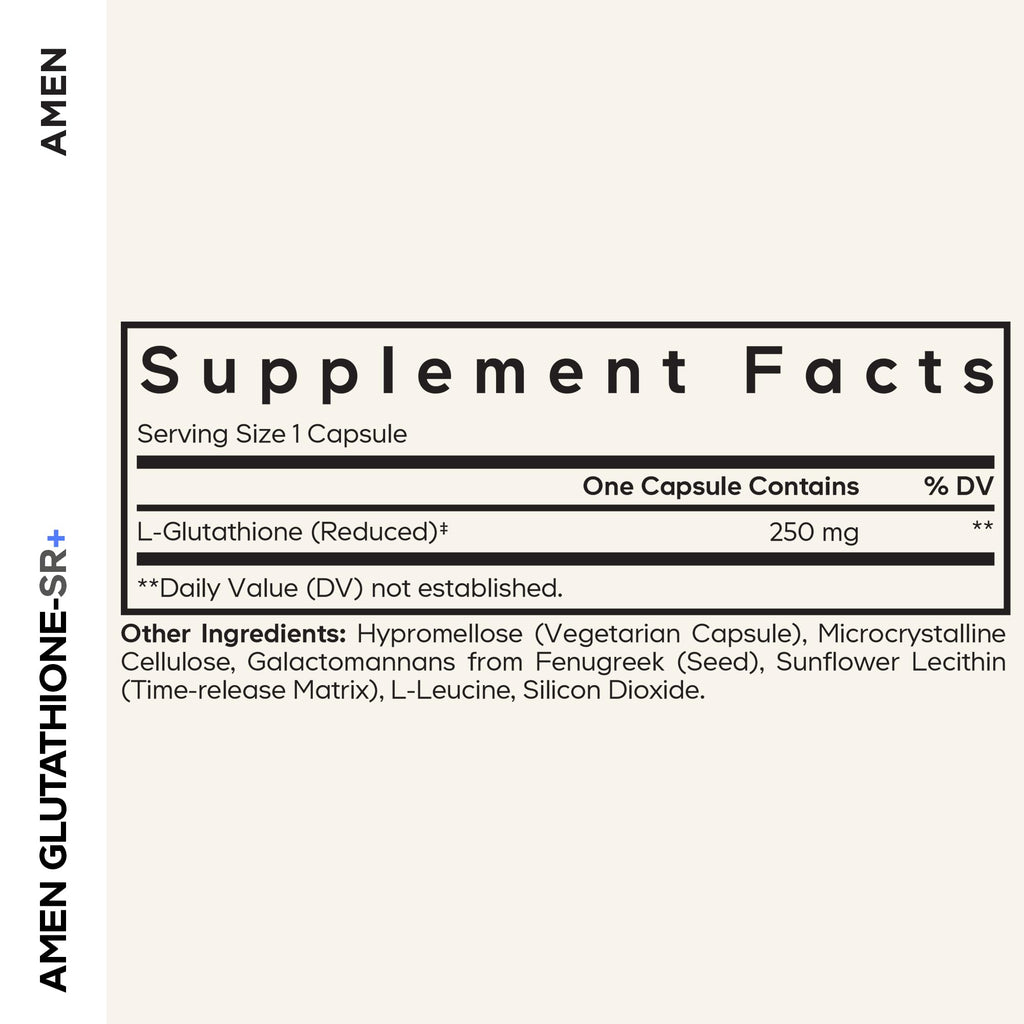 Amen Glutathione-SR+ Advanced Sustained-Release Supplement - 2-Month Supply - Reduced L-Glutathione - Galactomannans Fenugreek Seed - Time-Reduced Matrix - Non-GMO - 60 Capsules AmenBuy Supplements Australia