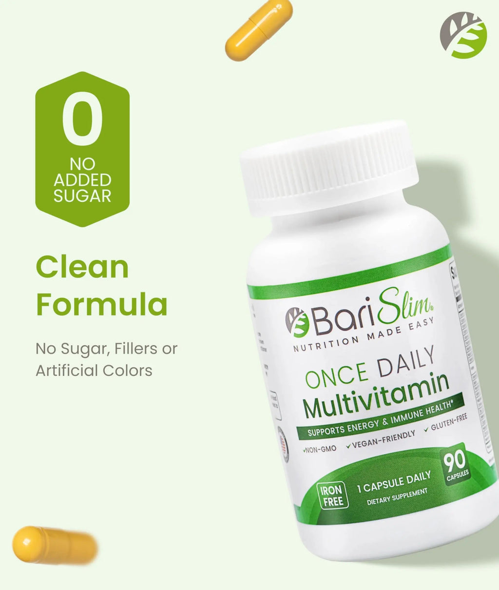 BariSlim Once Daily Bariatric Multivitamin Capsule - Iron-Free Formula - Bariatric Vitamin and Supplement for Post Surgery BariSlim