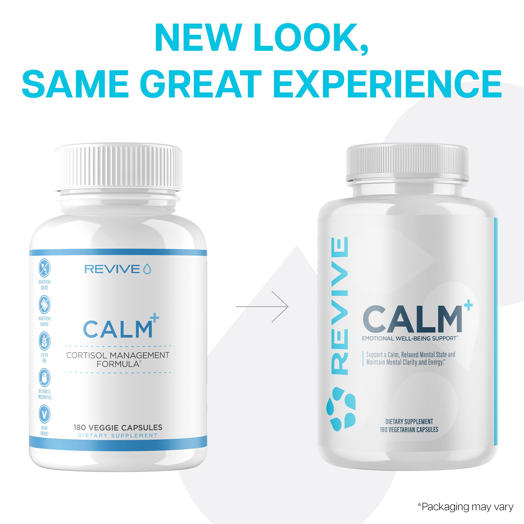 Revive MD Calm, Emotional Well-Being Support Supplement - Stress Management for Men & Women - Mood Enhancement Supplement Promotes Relaxation with L-Theanine, GABA & 5-HTP (180 Capsules, 30 Servings) ReviveBuy Supplements Australia