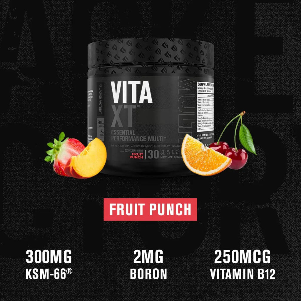 Jacked Factory Vita XT Performance Vitamin Powder - Daily Multivitamin Powder for Men with KSM-66 Ashwagandha, Prebiotic Fiber Jacked Factory