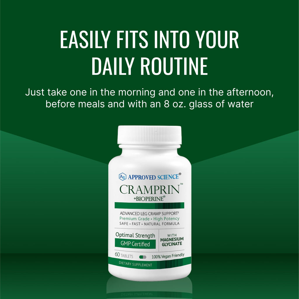 Approved Science Cramprin - High Absorption Magnesium, Vitamin B Complex, BioPerine - Muscle Cramps - 6 Month Supply - 2 Bottles - Vegan Approved ScienceBuy Supplements Australia