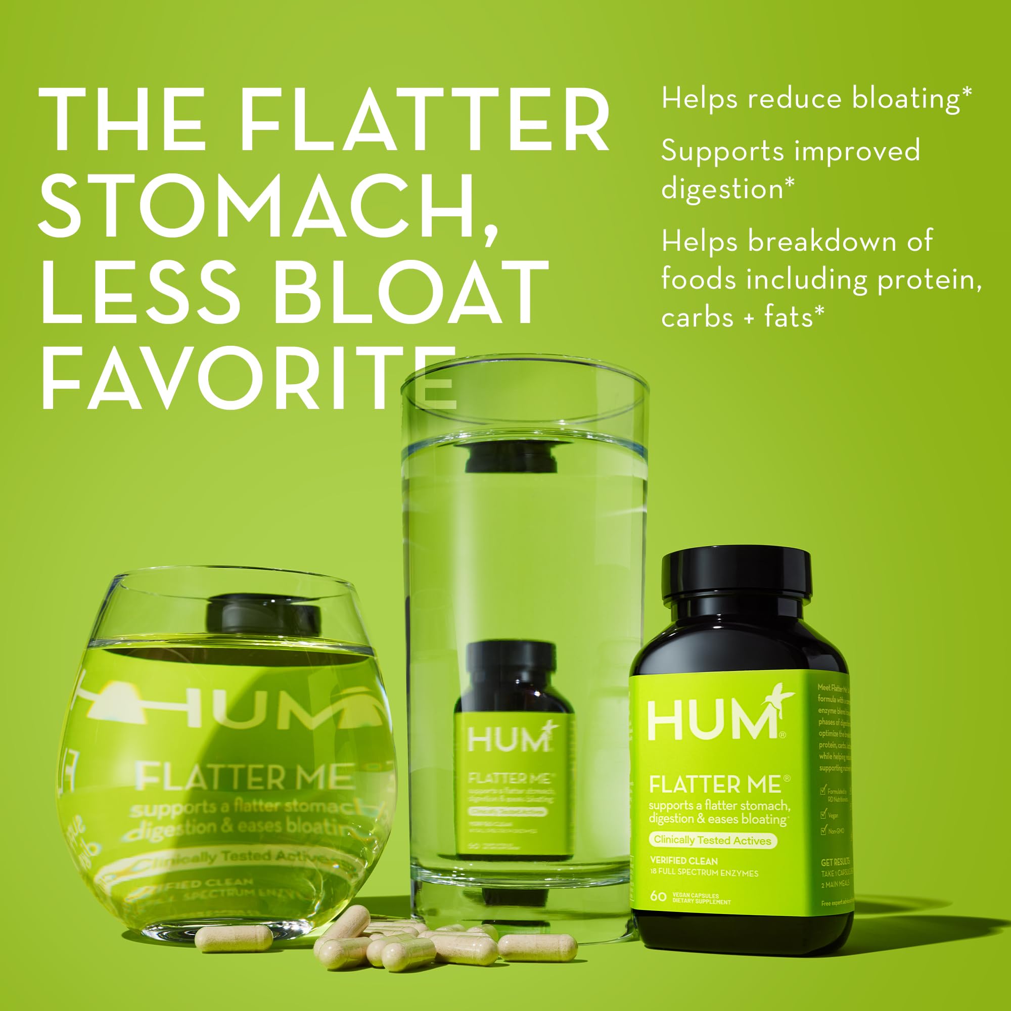 HUM Flatter Me Supplement for Daily Bloating - 18 Full Spectrum Digestive HUMBuy Supplements Australia