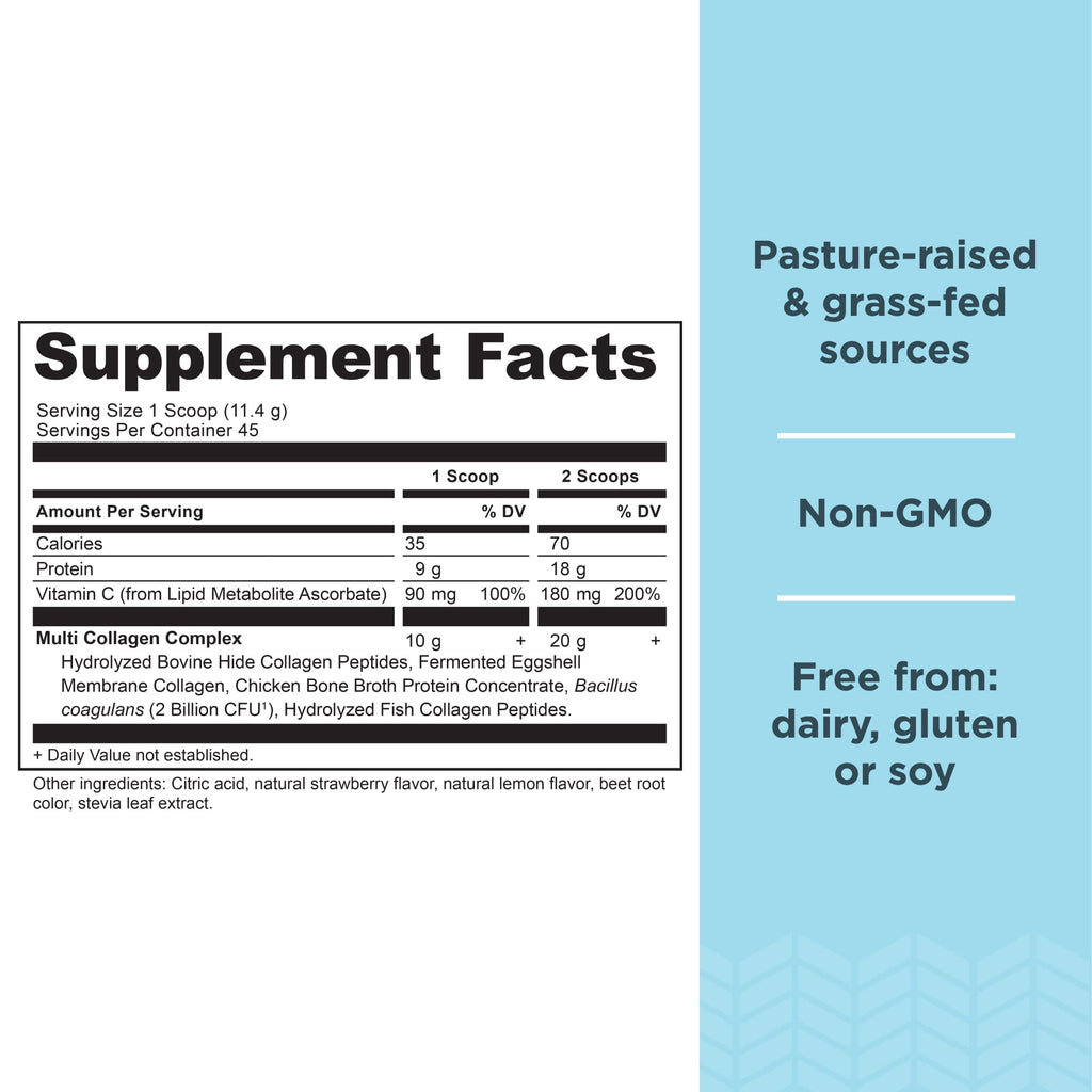Ancient Nutrition Collagen Powder Protein, Multi Collagen Protein Powder, Strawberry Lemo Ancient NutritionBuy Supplements Australia