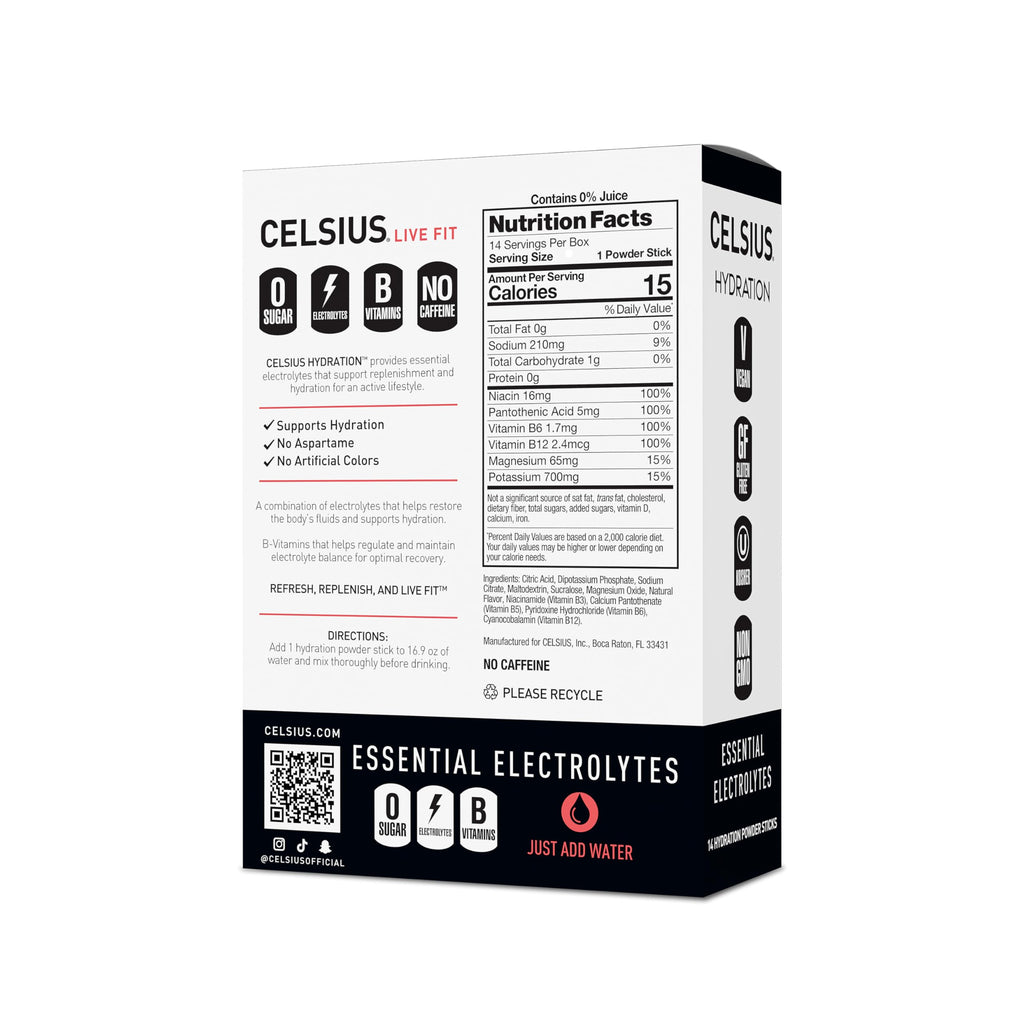 CELSIUS Hydration™ Strawberry Watermelon, Sugar Free Electrolyte Hydration Drink Mix (Pack of 14)