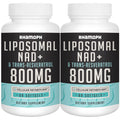 Two bottles of Rhamph Liposomal NAD+ & Trans-Resveratrol 800MG dietary supplements on a white background.