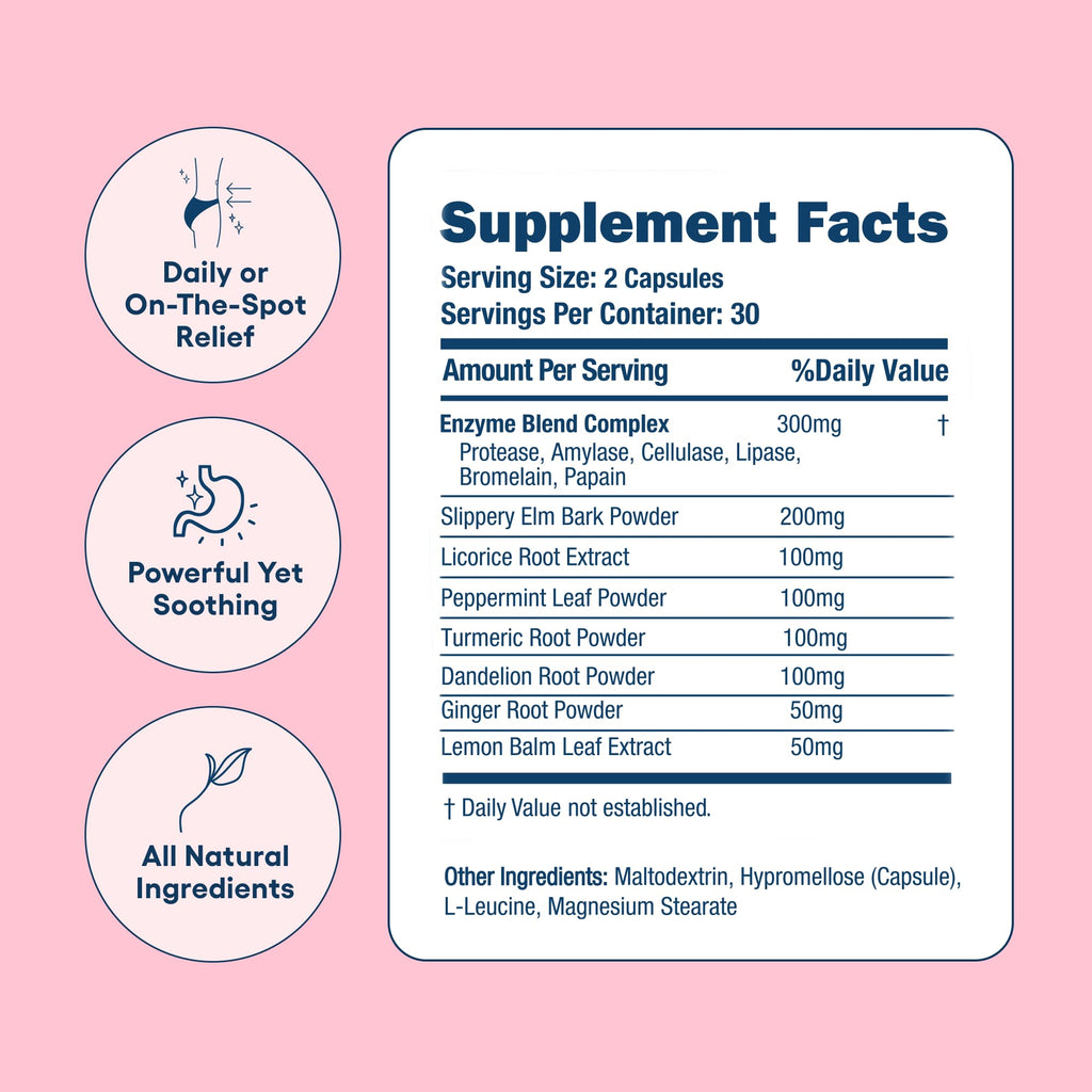 Love Sweat Fitness Bloat Be Gone | Bloating Relief for Women | Debloat & Digestive Enzyme Supplement for Gas & Gut Health | Herbal Blend with Ginger, Turmeric & Peppermint | 60 Vegan Capsules Love Sweat Fitness buy supplements Au