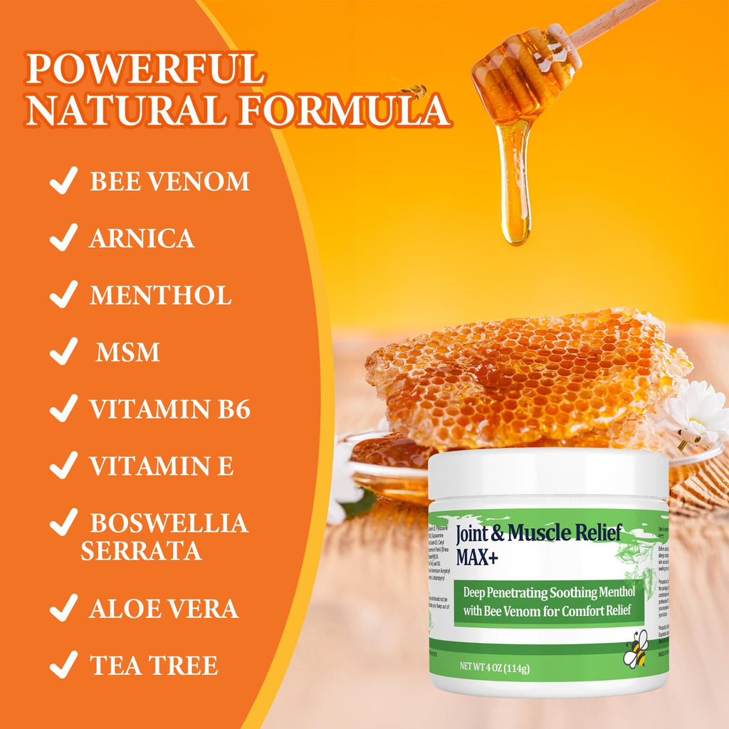 DUBOONAIO Max Energy Bee Venom Cream, Muscle Joint Soothing Cream, Pure Natural, for Back, Neck, Hands, Feet, Shoulder, Leg, Knee, Ankle Care DUBOONAIOBuy Supplements Australia