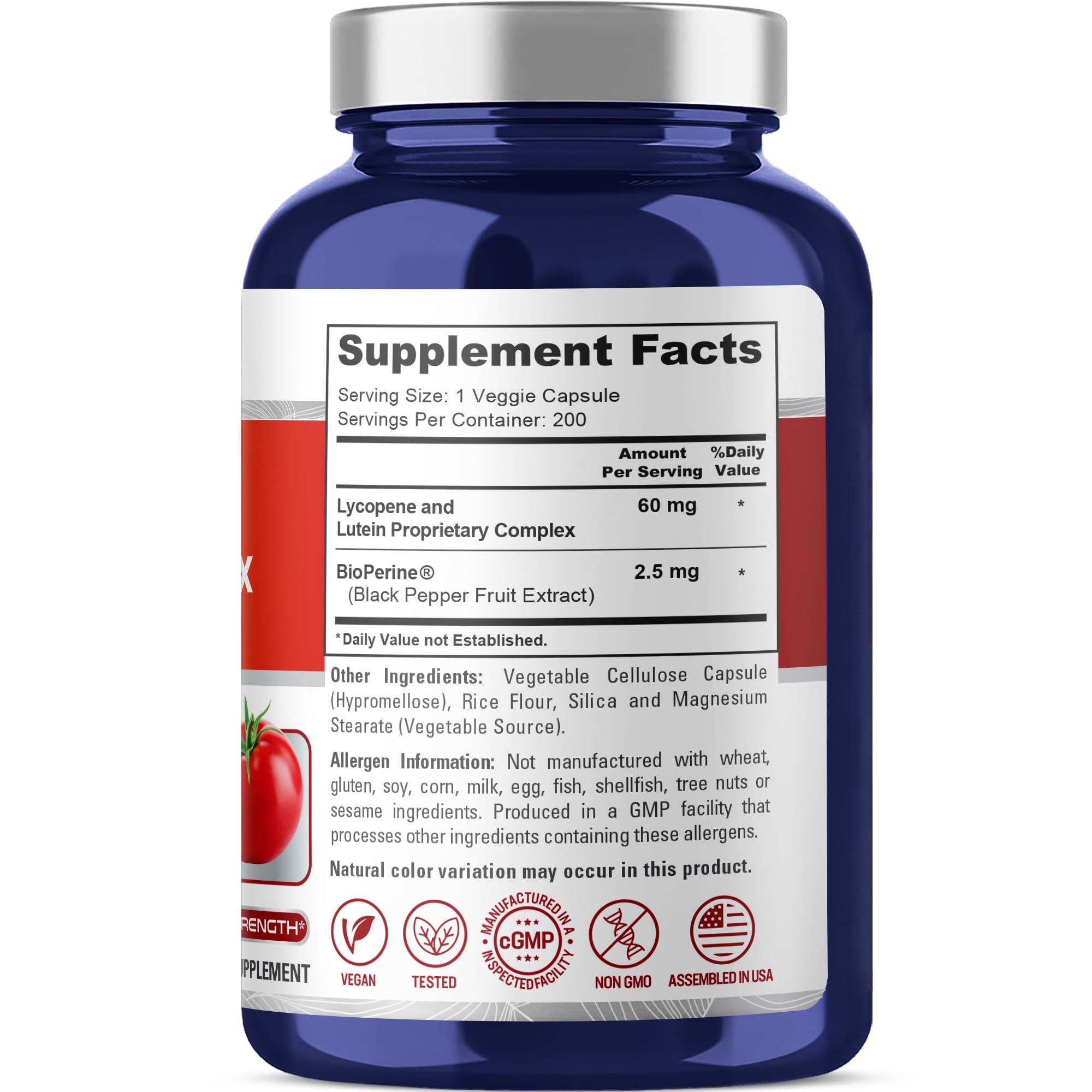 NusaPure Lycopene & Lutein Complex 60mg per Caps, 200 Veggie Capsules (Non-GMO, Vegan) NusaPureBuy Supplements Australia