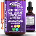Clean Nutraceuticals Milk Thistle NAC Liver Cleanse Detox & Repair Supplement Liver Support Liquid Drops with Dandelion Extract, Artichoke, Chanca Piedra, Choline