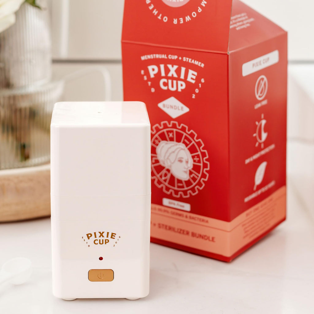 Pixie Menstrual Cup Sterilizer Cleaner Machine - The Only Hinged Lid Steamer & Drying Stand Pixie CupBuy Supplements Australia