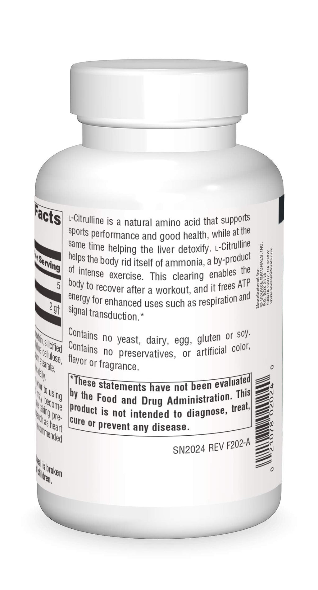 Source Naturals L-Citrulline 1000mg - Nitric Oxcide Booster - 120 Tablets