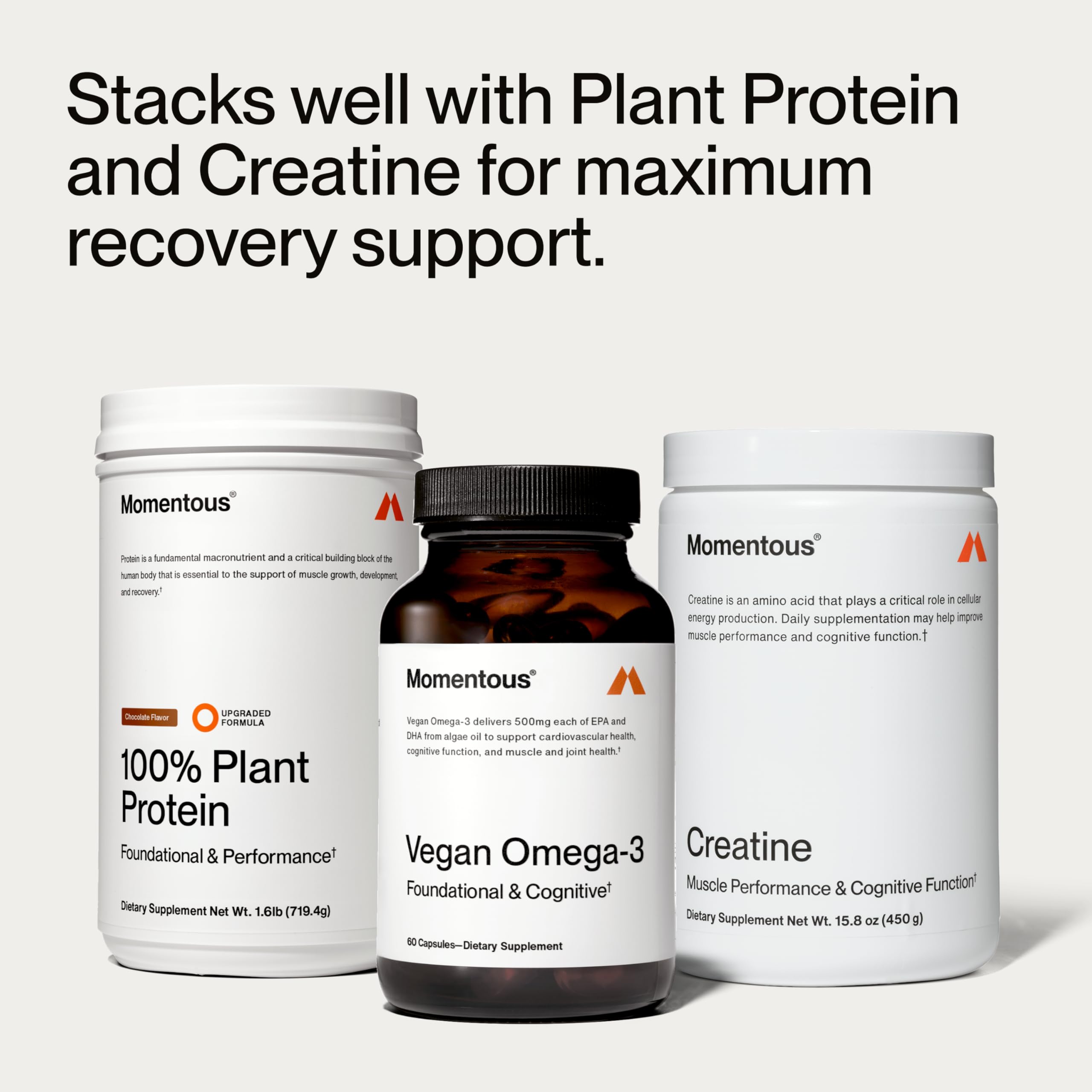 Momentous Vegan Omega-3 - Plant-Based EPA & DHA Supplement for Men & Women - Sourced from Algae Oil - Supports Heart, Joint, & Brain Health - NSF Certified for Sport - 1,000 mg - 30 Servings Momentous buy supplements Au