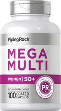 Piping Rock Multivitamin for Women 50 Plus | 100 Coated Caplets | Daily Multi Vitamin & Mineral for Women | Piping Rock