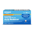 Box of Amazon Basic Care Acid Reducer Tablets on a white background