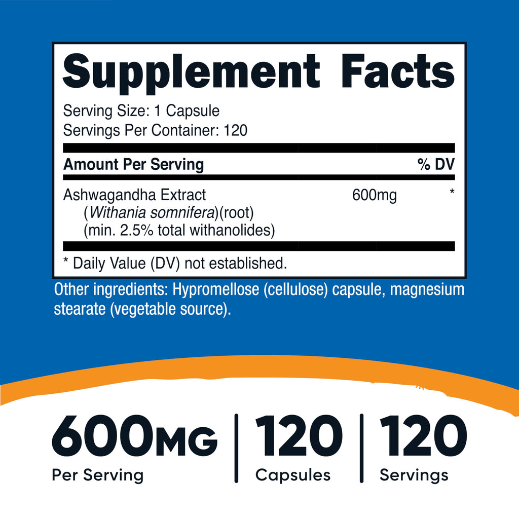 Nutricost Ashwagandha Herbal Supplement 600mg, 120 Capsules - Vegetarian, Non-GMO, Gluten Free, Ashwagandha Root NutricostBuy Supplements Australia