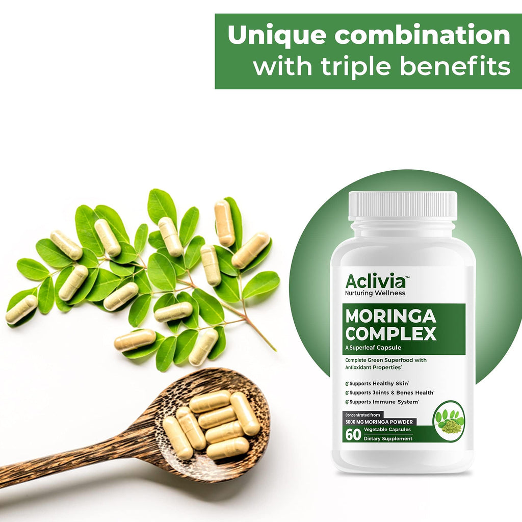 Aclivia - Moringa Complex - Maximum Strength Moringa Oleifera Leaf & Seed Supplement - Superfood Capsules with Antioxidant Properties - 5000mg - 60 Capsules AcliviaBuy Supplements Australia