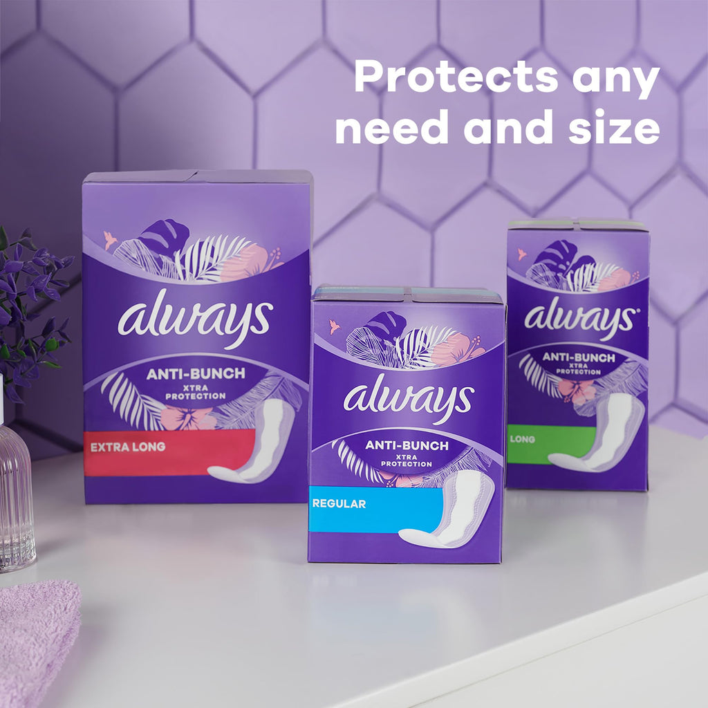 Always Anti-Bunch Xtra Protection Daily Liners, Regular Length, Unscented, 34 Count x 4 AlwaysBuy Supplements Australia