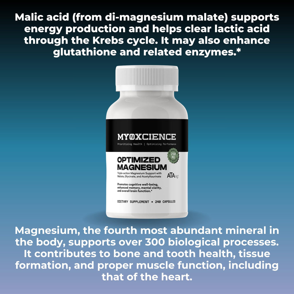 MYOXCIENCE Optimized Magnesium Glycinate + Magnesium Taurate (as ATAmag®) for High Brain Bioavailability to Support Stress Relief and Sleep | 80 Servings MYOXCIENCE buy supplements Au