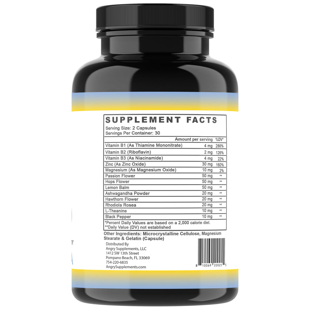 Angry Supplements Stress Less Day-Time Mood Support Pills – Natural Stress Relief with Ashwagandha, Rhodiola, L-Theanine, Magnesium & B Vitamins– Calm Focus & Mental Clarity – 60 Capsules (1-Bottle) Angry SupplementsBuy Supplements Australia