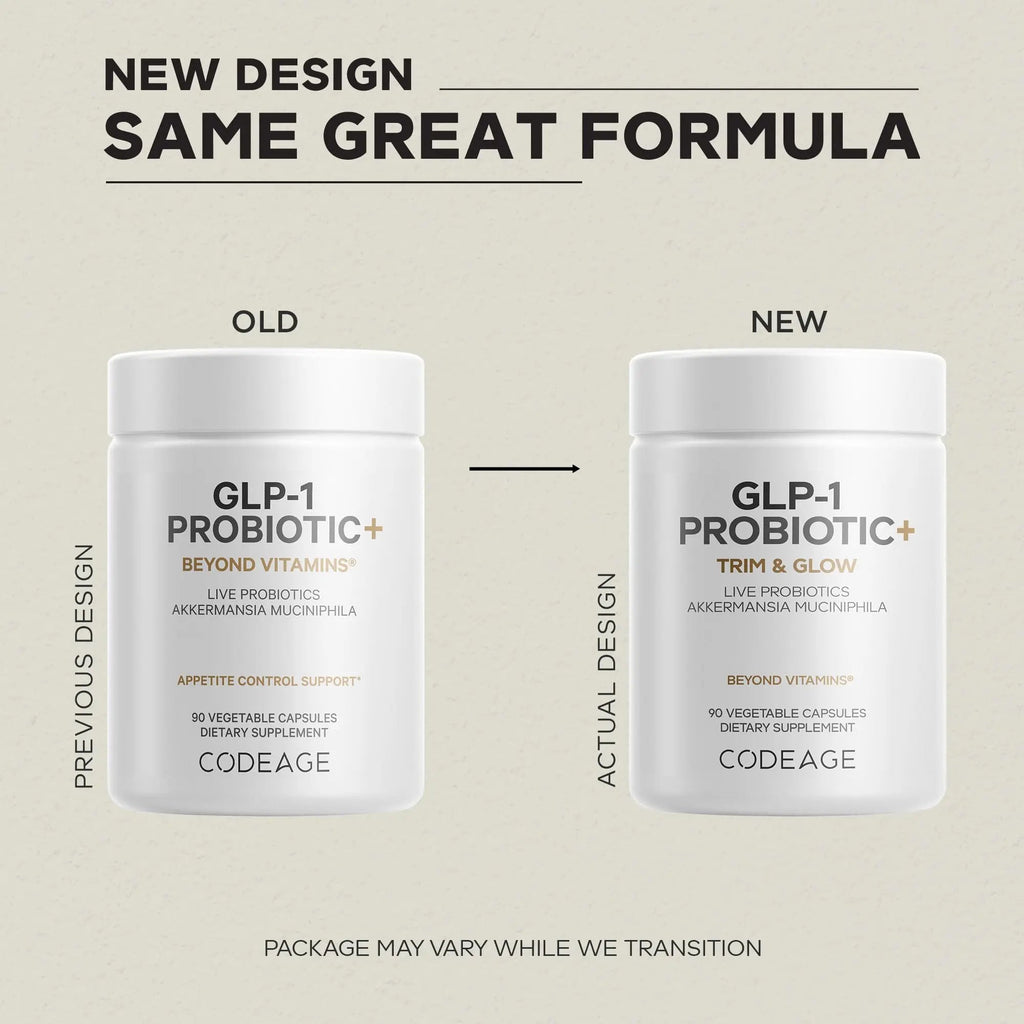 Codeage GLP-1 Probiotic+ - Live Probiotics Akkermansia, Clostridium, Bifidobacterium, Chicory Inulin Probiotic, Prebiotics & Postbiotics Supplement - 500 Million AFU, 3-Month Supply - 90 Capsules CodeageBuy Supplements Australia